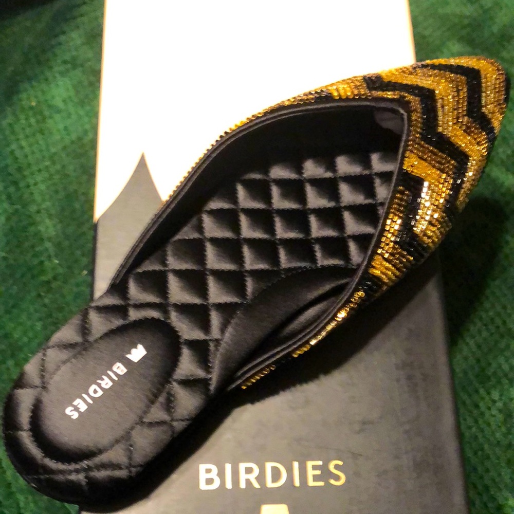 Birdies THE SWAN Slides in Deco Beaded Chevron
